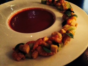 Beet soup with seafood strand at Tales & Spirits